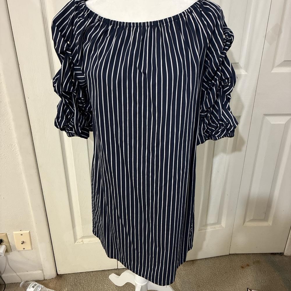 Westport Navy and White Striped Dress size S